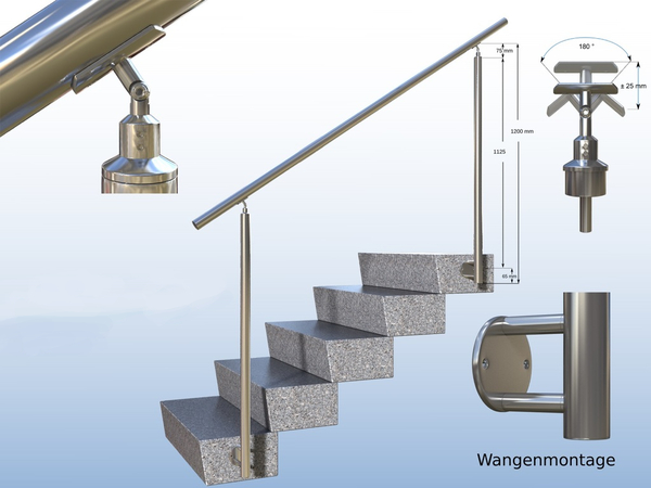 Geländer Treppengeländer Montage verschiedene Edelstahl Handlauf 50-180cm 